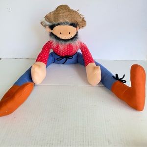 Vintage Straw Hat Bearded Hillbilly 36" Door Draft Stopper Draft Dodger